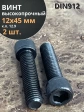 Винт высокопрочный ПР М12х45 мм к.п.12.9 черный DIN912, 2 шт.