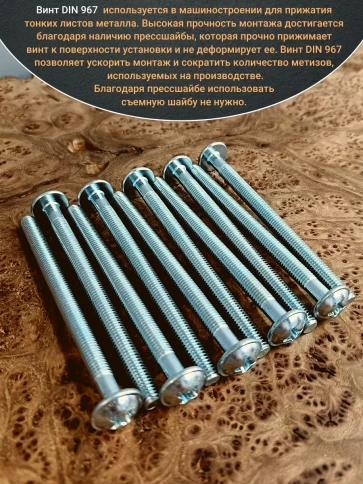 Винт с прессшайбой М8х110 полукруглая головка DIN967, 10 шт. фото 4