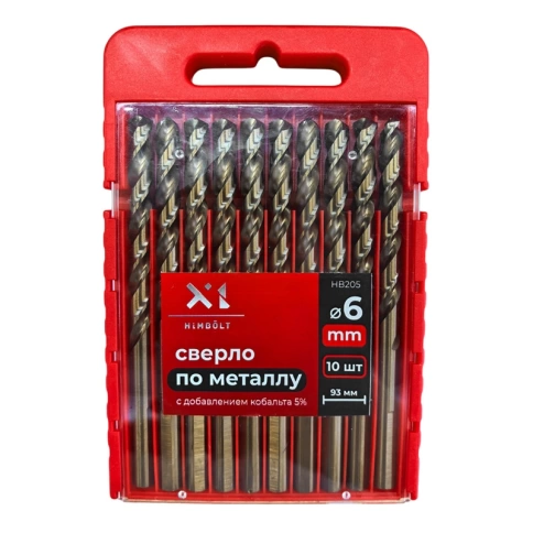 Сверло по металлу с кобальтом 5% P6M5K5 6,0 мм HIMBOLT 10 шт.пластиковый бокс фото 1