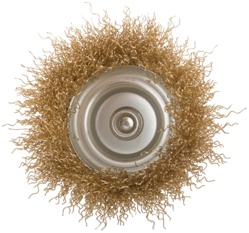 Корщетка-чашка, со штифтом, стальн.латунир.волнист.проволока фото 3