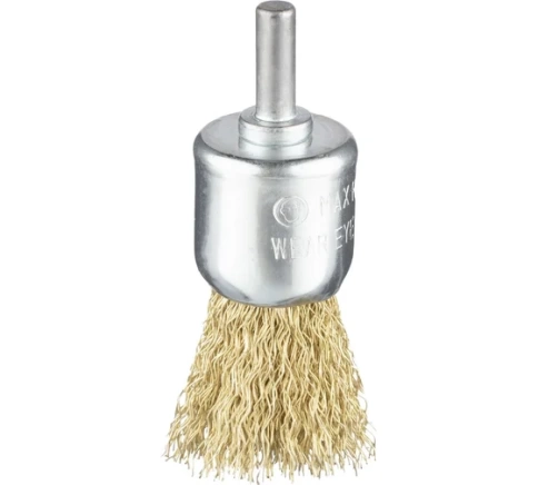 Щетка для дрелей №854 концевая гофрированная(латунир.сталь)хв6мм 30мм RPM4500 ВS0,3 Профоснастка фото 1