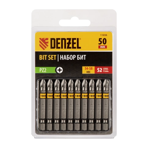 Биты шестигранный профиль сталь S2 PZ2х50 Denzel фото 1