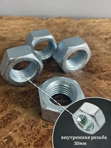 Гайка М30 высокопрочная оцинкованная к.п.10 DIN934, 4 шт. фото 3