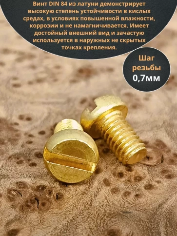 Винт 4х10 латунный с цилиндрической головкой DIN84,10 шт фото 3