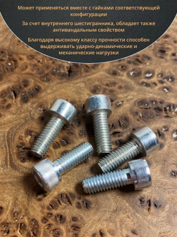 Винт под шестигранник ПР 6х16 мм ОЦ к.п.8.8 DIN912,  10 шт. фото 4