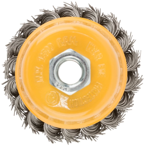 Корщетка-чашка, гайка М14, витая проволока, нерж.сталь 75 мм фото 5