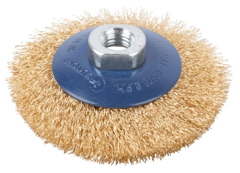 Щетка для УШМ "тарелка", латунир.витая проволока 0,3мм, М14 CUTOP Profi фото 1