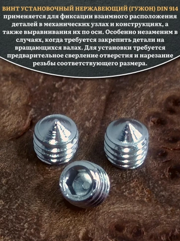 Винт установочный нержавеющий М5х5 DIN914 (гужон), 10 шт. фото 4
