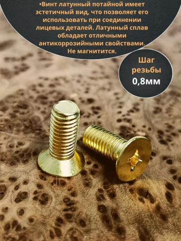 Винт 5х20 латунный потайной DIN965,10 шт фото 4
