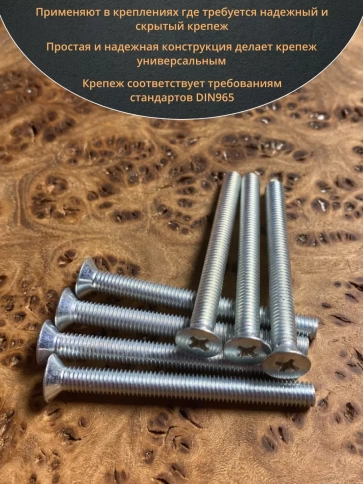 Винт потайной оцинкованный 5х45 DIN965, 100 шт. фото 4