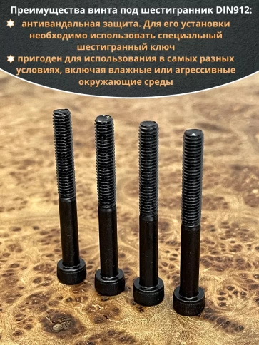 Винт высокопрочный НР М5х40 мм к.п.12.9 черный DIN912, 20 шт. фото 4