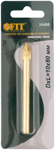 Сверло по кафелю и стеклу 4реж.кромки, титан.покр. 10х80 мм фото 3