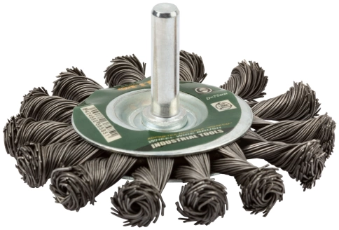 Корщетка-колесо, со штифтом, витая стальная проволока 75 мм фото 1