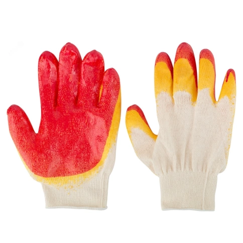 Перчатки вязаные х/б с двойной латексной заливкой наладонника фото 1