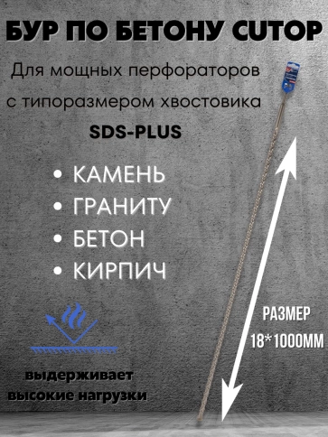 Бур по бетону CUTOP, Profi, двойная резьба, SDS-Plus, 18х1000 мм фото 6