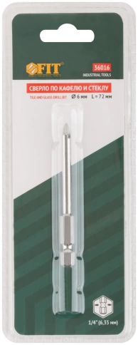 Сверло по кафелю шестигранный U-хвостовик под биту, 6 мм фото 3