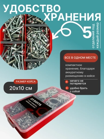 Винты с прессшайбой М4 мебельные DIN967 органайзер НАБОР 3 фото 5