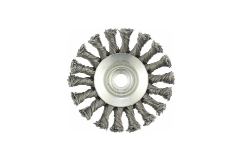 Щетка для УШМ "тарелка", кручен.проволока 0,5мм, 100 мм М14 Matrix фото 1