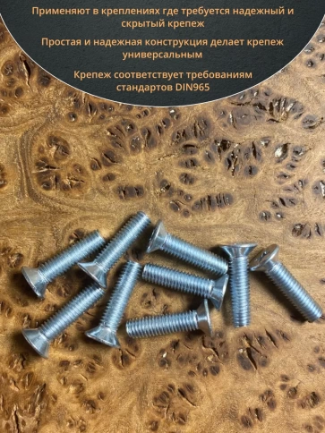 Винт потайной оцинкованный 5х20 DIN965, 10 шт. фото 4