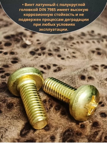 Винт 3х12  латунный с полукруглой гол. DIN7985,10 шт фото 3