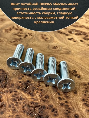 Винт потайной оцинкованный 10х30 DIN965, 10 шт. фото 4