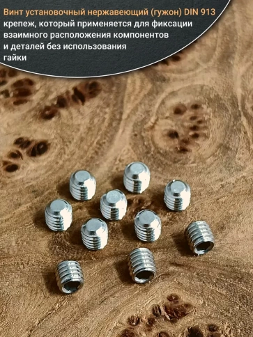 Винт установочный нержавеющий М6х5 DIN913 (гужон), 10 шт. фото 4