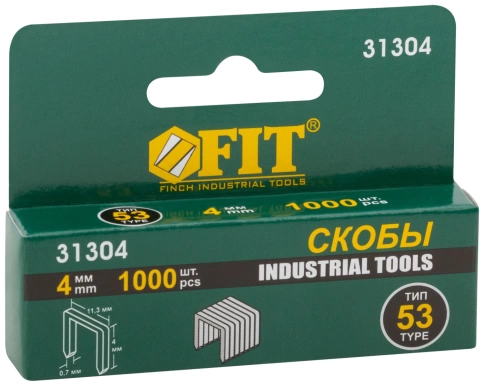 Скобы для степлера закален,прямоуг. 11,3 х 0,7 мм (узк.тип 53) 4 мм 1000 шт фото 2