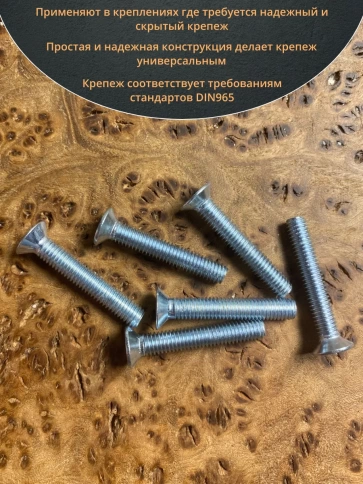 Винт потайной оцинкованный 5х35 DIN965, 100 шт. фото 4