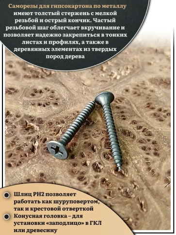 Саморез шуруп по металлу 3,5х25 мелкая резьба, чёрный 1 кг. фото 4
