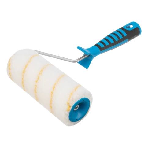 Валик полиакрил. желт. полоса  180мм ворс 12мм D48мм двухкомп. рук. 6мм Matrix фото 1