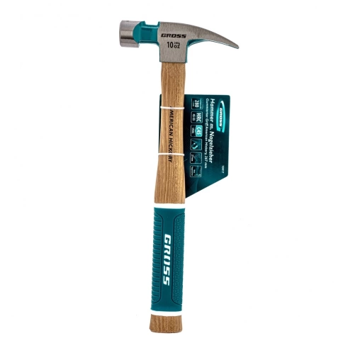 Молоток-гвоздодер, обрезиненная рукоятка, угол 75, магнит, 280 гр. Gross фото 1