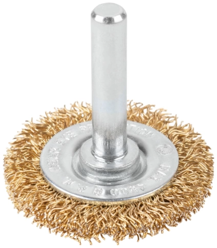 Щетка для дрели "Плоская", латунир.вит.проволока 0,3мм, 65 мм CUTOP Profi фото 1