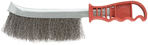 Корщетка с изогнутой пластиковой ручкой, стальная, тип А фото 1