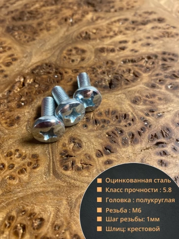 Винт с полукруглой головкой М6х14 ОЦ DIN7985, 10 шт. фото 2