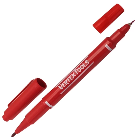 Маркер строительный двухсторонний, красный фото 1