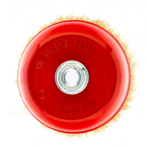 Щетка для УШМ "чашка", со шпилькой, латунир.вит.проволока 125 мм М14 Matrix фото 2