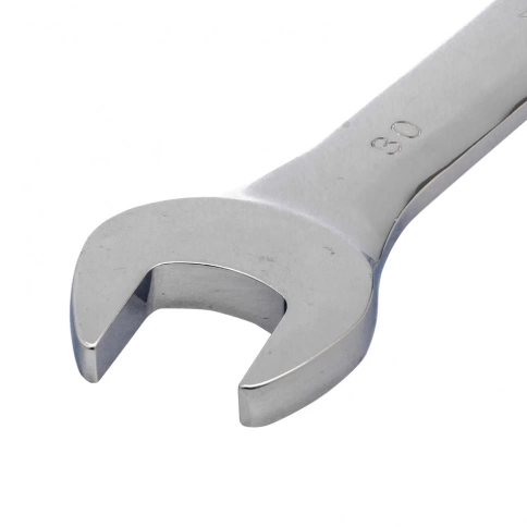 Ключ комбинированный трещоточный зеркальный хром 30 мм CrV Matrix фото 2