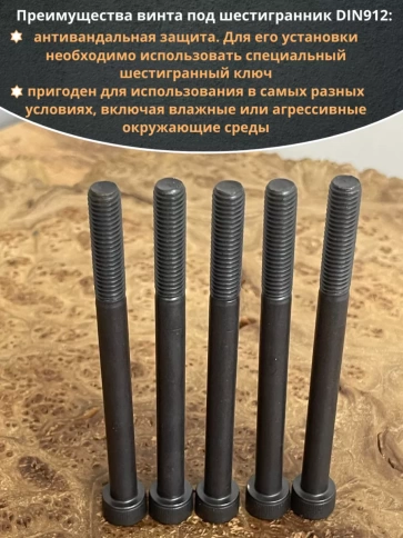 Винт высокопрочный НР М8х100 мм к.п.12.9 черный DIN912, 10 шт. фото 4