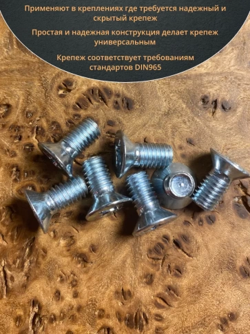 Винт потайной оцинкованный 6х12 DIN965, 100 шт. фото 4