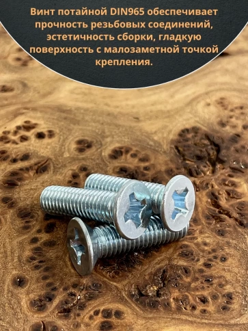 Винт потайной оцинкованный 8х30 DIN965, 10 шт. фото 4