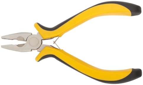 Плоскогубцы комбинированные мини Профи, черно-желтые мягкие ручки, никелированное покрытие 125 мм фото 1