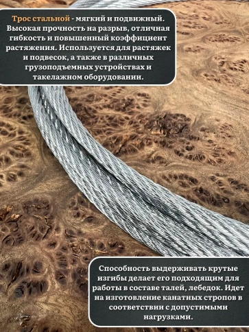 Трос стальной d1 оцинкованный без оплетки, 10 метров фото 5