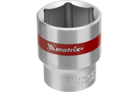 Головка торцевая хромированная 6-гранная 27 мм CrV под квадрат 1/2 Matrix фото 1