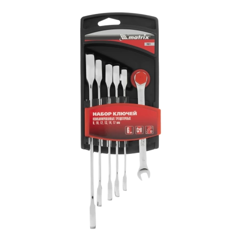 Набор ключей комбинированных трещеточных 8-17 мм CrV 6 шт Matrix фото 1