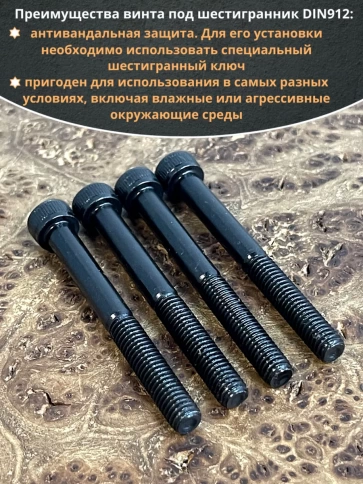 Винт высокопрочный НР М6х60 мм к.п.12.9 черный DIN912, 10 шт. фото 4