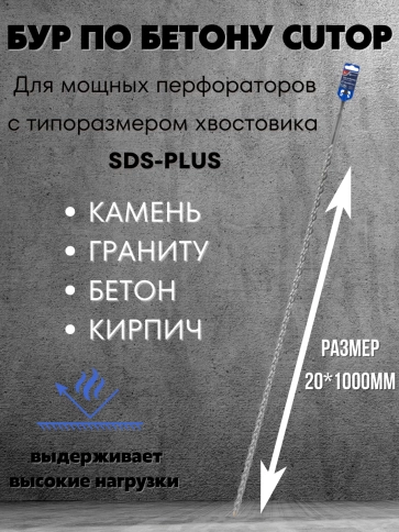 Бур по бетону CUTOP, Profi, двойная резьба, SDS-Plus, 20х1000 мм фото 6