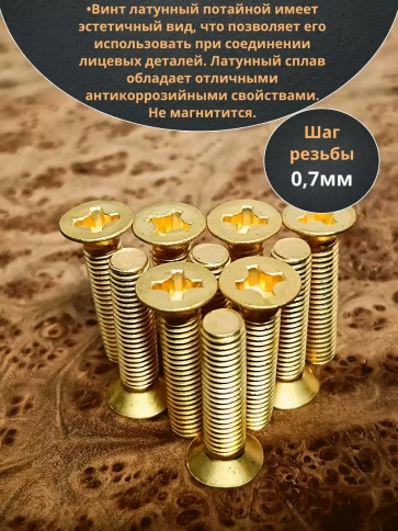 Винт 4х25 латунный потайной DIN965,10 шт фото 4