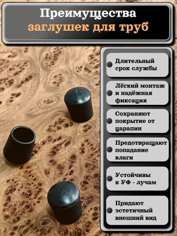 Заглушка для труб наружная круглая d 12 мм черная, 50 шт фото 3