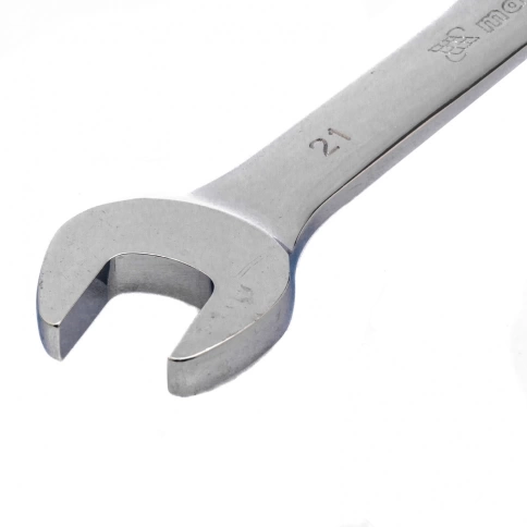 Ключ комбинированный трещоточный зеркальный хром 21 мм CrV Matrix фото 2