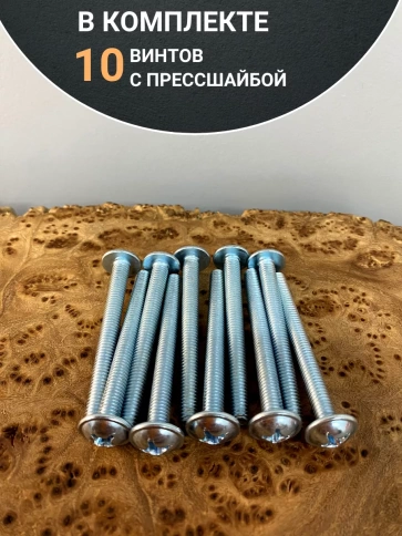 Винт с прессшайбой М6х45 полукруглая головка DIN967, 10 шт. фото 4